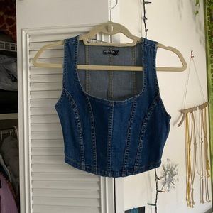Denim corset top